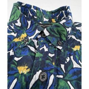 Banana Republic Slim Fit Shirt Mens Sz Small FLORAL Blue Green White Button Down